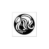 ヘアスタイル- 1"ラウンド – ロイヤリティカード ラバースタンプ (インプリント)