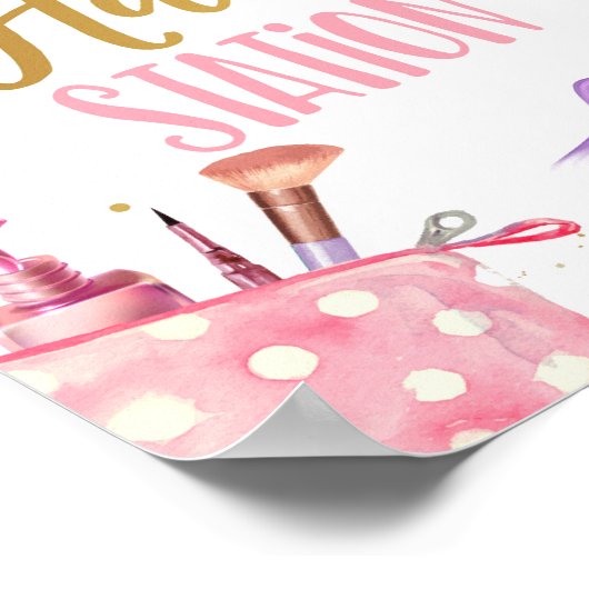 ヘアステーションスパパーティーメイクアップグラマー誕生日 ポスター (角)