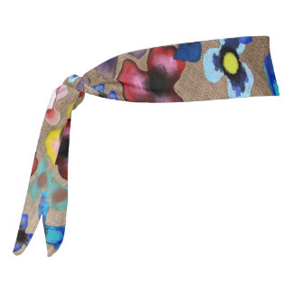 ヘアストライプブルーとマンダリンアクセサリー タイヘッドバンド