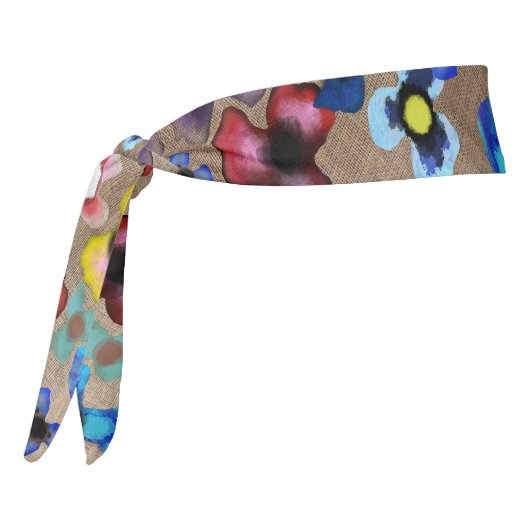 ヘアストライプブルーとマンダリンアクセサリー タイヘッドバンド (回転270)