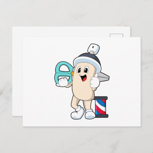 ヘアスプレーとハサミの美容師 ポストカード (正面/裏面)