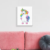 ヘアスプレー付き美容師ユニコーン キャンバスプリント (インサイチュ (リビング))