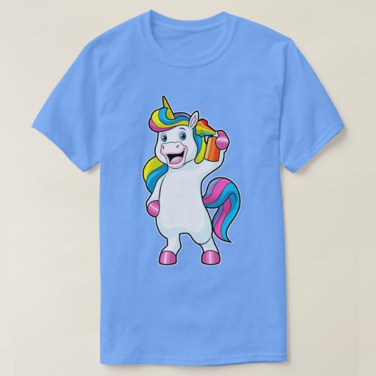 ヘアスプレー付き美容師ユニコーン Tシャツ (デザイン正面)