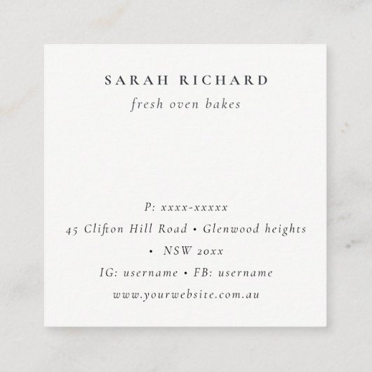 ヘアスミニマルタイリストアイボリーヘアシザーサンキュー スクエア名刺 (裏面)