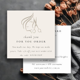 ヘアスミニマルタイリストアイボリーヘアシザーサンキュー スクエア名刺