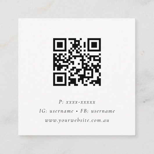 ヘアスミニマルタイリストアイボリーヘアーシザーQRコード スクエア名刺 (裏面)