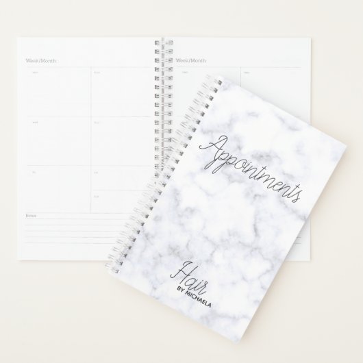 ヘアスモダンタイリストアポイントメントブックグレー大理石 プランナー手帳 (ディスプレー)