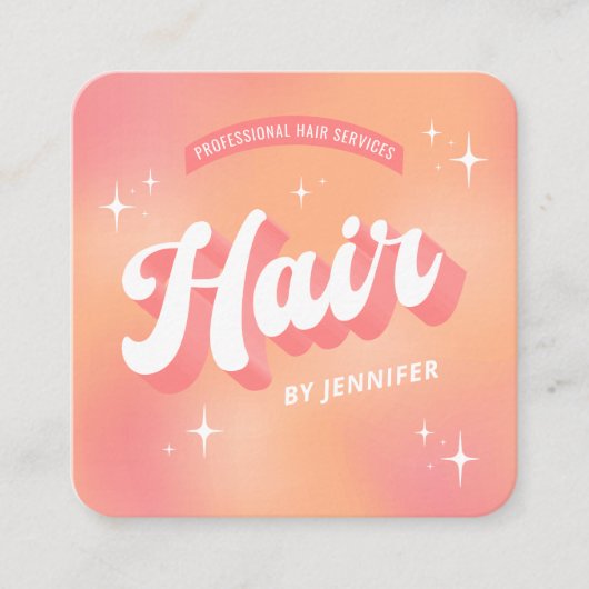 ヘアスモダンタイリストサロングルーヴィトレンディーピーチヘア スクエア名刺 (正面)