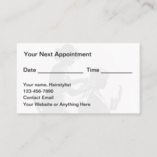 ヘアス手頃タイリスト事業アポイントメントカード 予約カード (正面)