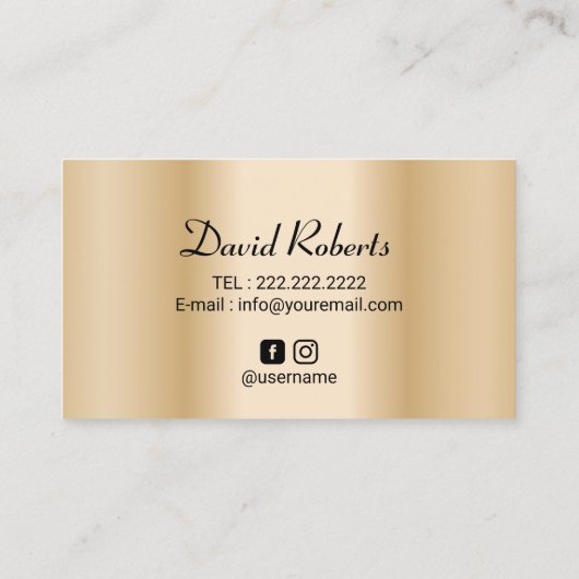 ヘアタトゥー頭皮微細色素沈着モダン金ゴールド 名刺 (裏面)