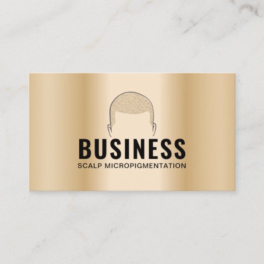 ヘアタトゥー頭皮微細色素沈着モダン金ゴールド 名刺 (正面)