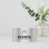 ヘアタトゥー頭皮顕微色素沈着モダン金属 名刺 (スタンド正面)