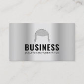 ヘアタトゥー頭皮顕微色素沈着モダン金属 名刺 (正面)