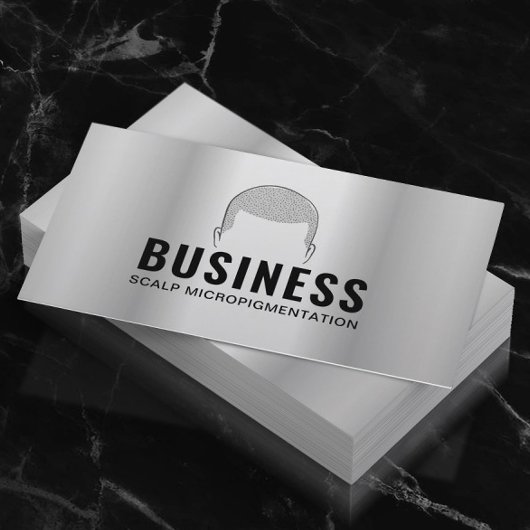 ヘアタトゥー頭皮顕微色素沈着モダン金属 名刺