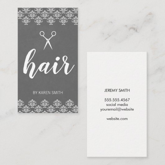 ヘアダマスク（グレー） 名刺 (正面/裏面)