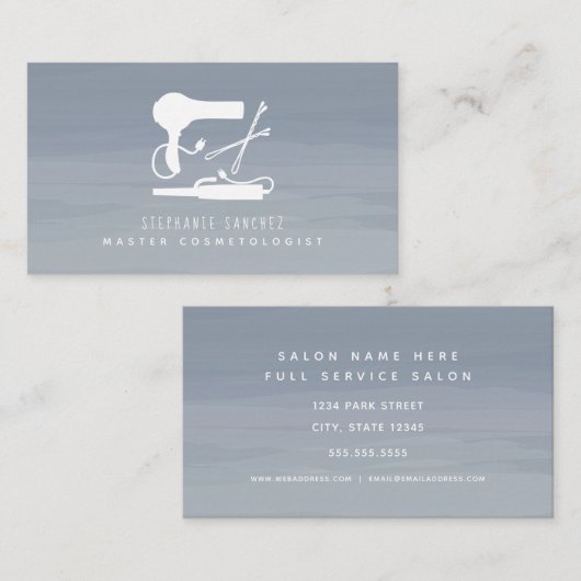 ヘアツールサロン美容師面取グラデーションり 名刺 (正面/裏面)