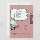 ヘアツールピンクサロンギフト証明書フラットカード (正面)