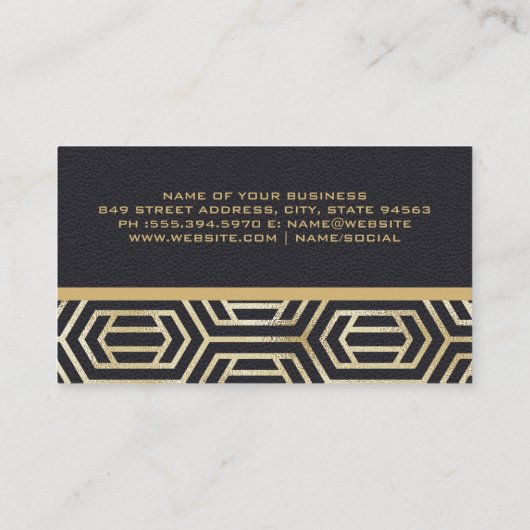 ヘアツール |レザー |幾何学的モダン金ゴールド 名刺 (裏面)