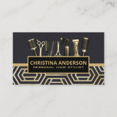 ヘアツール |レザー |幾何学的モダン金ゴールド 名刺 (正面)