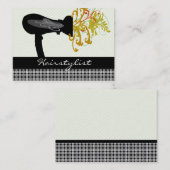 ヘアデザイナーヘアスタイリスト黒ギンガムパターン 名刺 (正面/裏面)