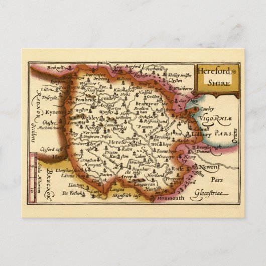 ヘアドシャー郡イングランド古古古古美術家の地図 ポストカード (正面)