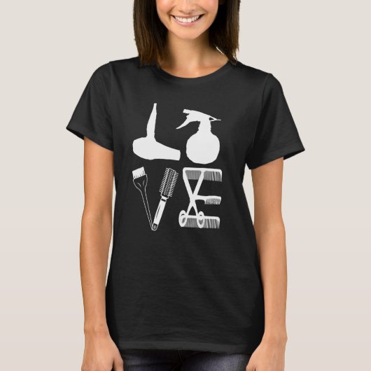 ヘアドライザーラブヘアドライヤーシザーズヘアB Tシャツ (正面)