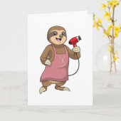 ヘアドライヤーと美容師としてスロース カード (黄色い花)