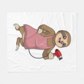 ヘアドライヤーと美容師としてスロース フリースブランケット (正面(横))