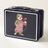 ヘアドライヤーと美容師としてスロース メタルランチボックス (裏面)