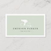 ヘアドライヤーのハートコード光セージ緑の美容師 名刺 (正面)