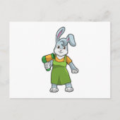 ヘアドライヤーを持つ美容師のウサギ ポストカード (正面)