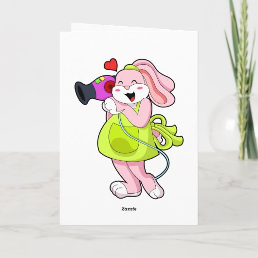 ヘアドライヤーを持つ美容師ウサギ カード (裏面)