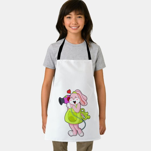 ヘアドライヤー付き美容師としてのウサギ エプロン (インサイチュ)