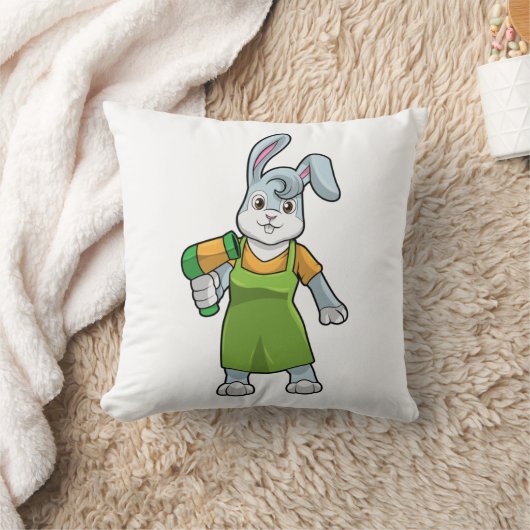 ヘアドライヤー付き美容師としてのウサギ クッション (ブランケット)