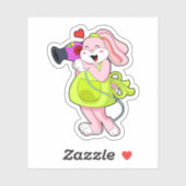 ヘアドライヤー付き美容師としてのウサギ シール (シート)