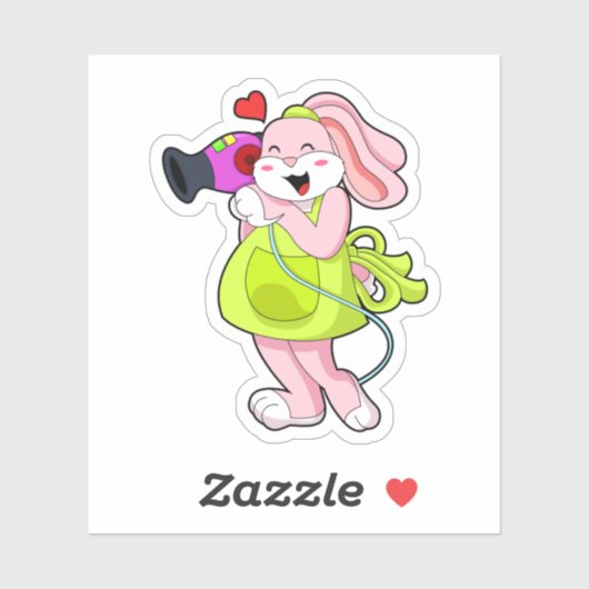 ヘアドライヤー付き美容師としてのウサギ シール (シート)