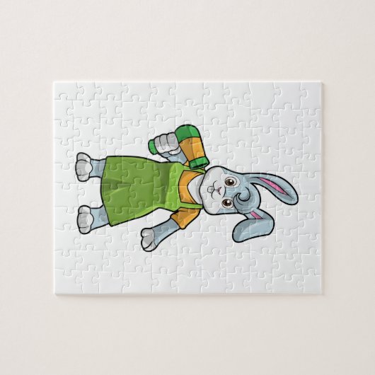 ヘアドライヤー付き美容師としてのウサギ ジグソーパズル (横)