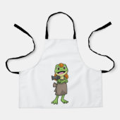 ヘアドライヤー付き美容師としてのカエル エプロン (正面)