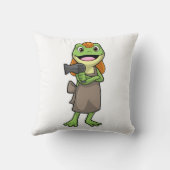 ヘアドライヤー付き美容師としてのカエル クッション (裏面)