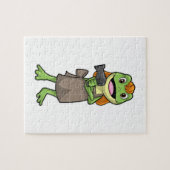 ヘアドライヤー付き美容師としてのカエル ジグソーパズル (横)