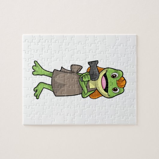 ヘアドライヤー付き美容師としてのカエル ジグソーパズル (横)