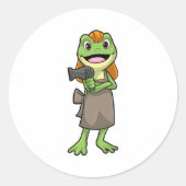 ヘアドライヤー付き美容師としてのカエル ラウンドシール (正面)