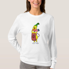 ヘアドライヤー付き美容師バナナ Tシャツ