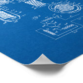 ヘアドライヤー特許 – 青写真 ポスター (角)