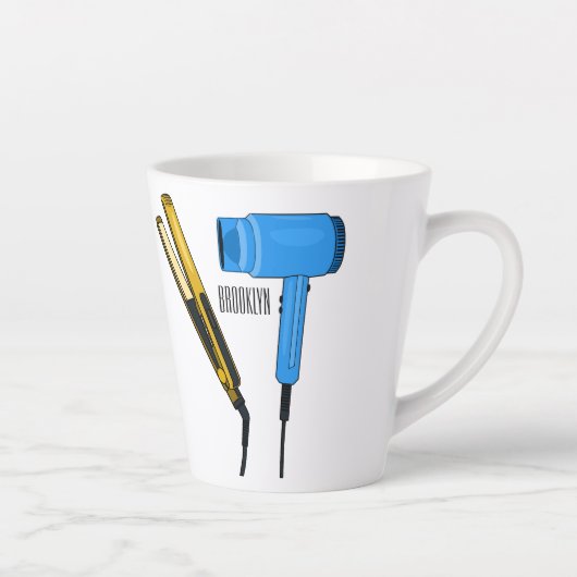 ヘアドライヤー&ヘアストレートイラストレーション カフェラテマグ (右)