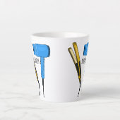 ヘアドライヤー&ヘアストレートイラストレーション カフェラテマグ (正面)