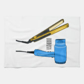 ヘアドライヤー&ヘアストレートイラストレーション キッチンタオル (横)