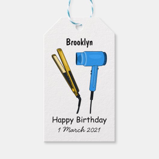 ヘアドライヤー&ヘアストレートイラストレーション ギフトタグ (正面)
