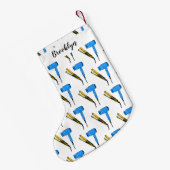 ヘアドライヤー&ヘアストレートイラストレーション スモールクリスマスストッキング (裏面 (吊り時))