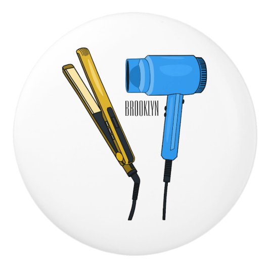 ヘアドライヤー&ヘアストレートイラストレーション セラミックノブ (正面)